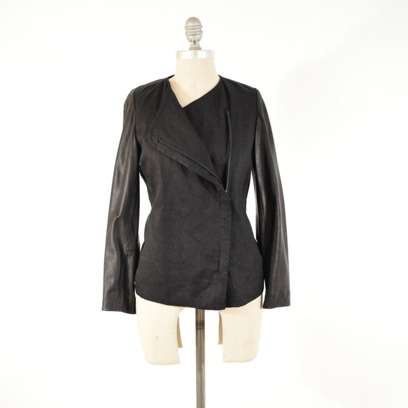 Vince Jackets & Blazers - VINCE Metallic Linen Leather Sleeve Jacket